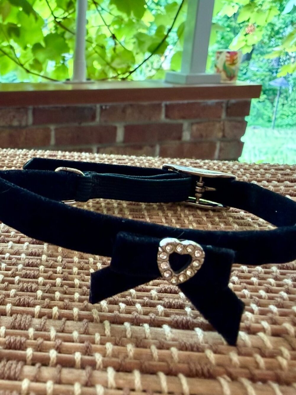 🐾 PET | Velvet Collar with Bow + Bedazzled Rhinestone Heart Charm